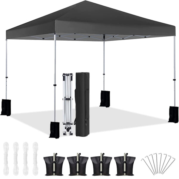 10x10 Durable Pop-up Canopy Tent with 4 Weight Sandbags Black