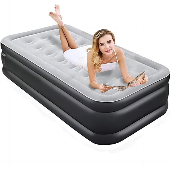 Inolait 18in Twin Size Air Mattress with Built-in-Pump, Black