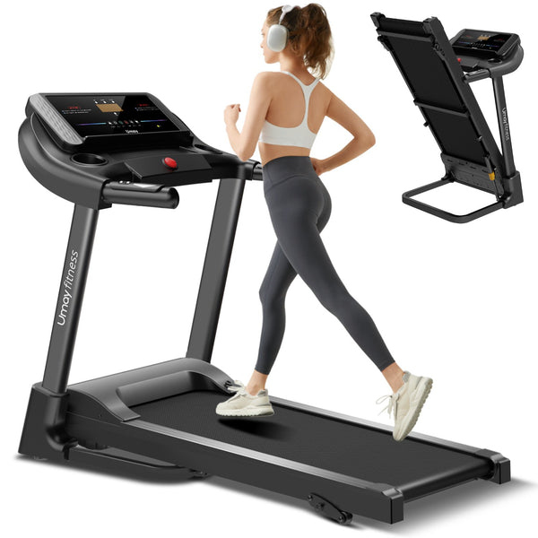 Inolait Home Auto-Folding Treadmill with 3 Level Incline, Multi-Function Handrail with Pulse Sensors, 3.0 HP Ultra Quiet Brushless Motor, 8.7 MPH, 300 lbs Capacity