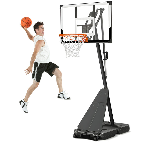Inolait Portable Basketball Hoop System with 48 Inch Shatterproof Backboard, 4.8FT-10FT Height Adjustable Basketball Goal System for Youth/Teens/Adults Indoor Outdoor