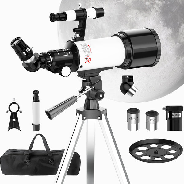 Inolait Telescope for Kids Beginners 70mm Aperture 400mm Astronomical Refractor Telescope-White