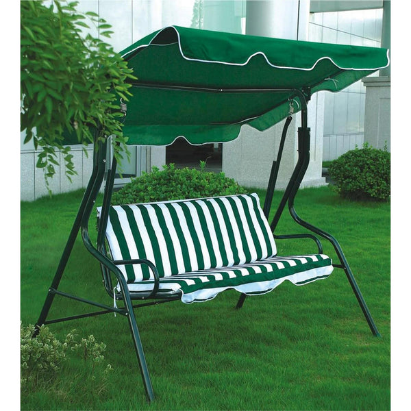 Inolait 3-Seat Patio Outdoor Porch Swing Glider Chair with Canopy, Green