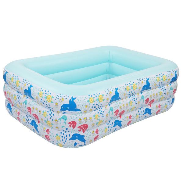 Inolait 5.9-Foot Rectangular Inflatable Swimming Pool for Kids Ground Pools Blue