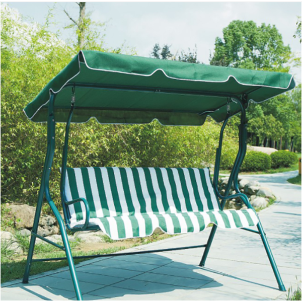 3-Seat Outdoor Patio Swing Chair Canopy Swing with Removable Cushion and Weather Resistant Powder Coated Steel Frame