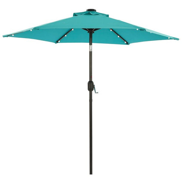 Inolait7.5 ft Solar Umbrella 18 LED Lighted Patio Umbrella Market Table Umbrella for Deck, Pool,Turquoise