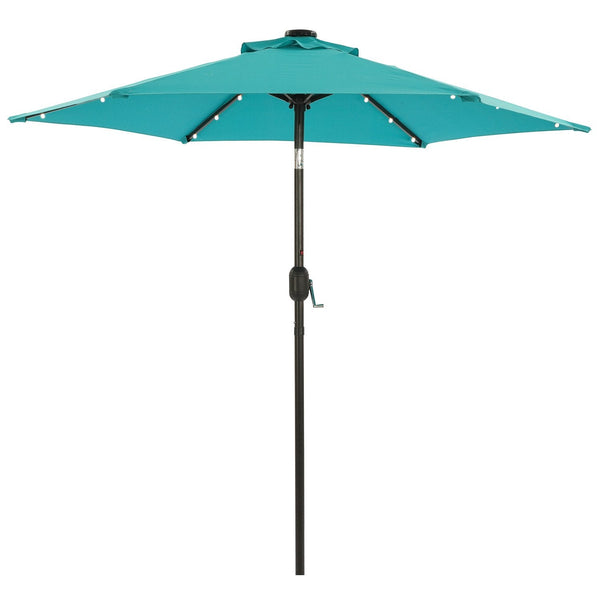 Inolait 7.5 ft Solar Umbrella 18 LED Lighted Patio Umbrella Market Table Umbrella for Deck, Pool,Turquoise