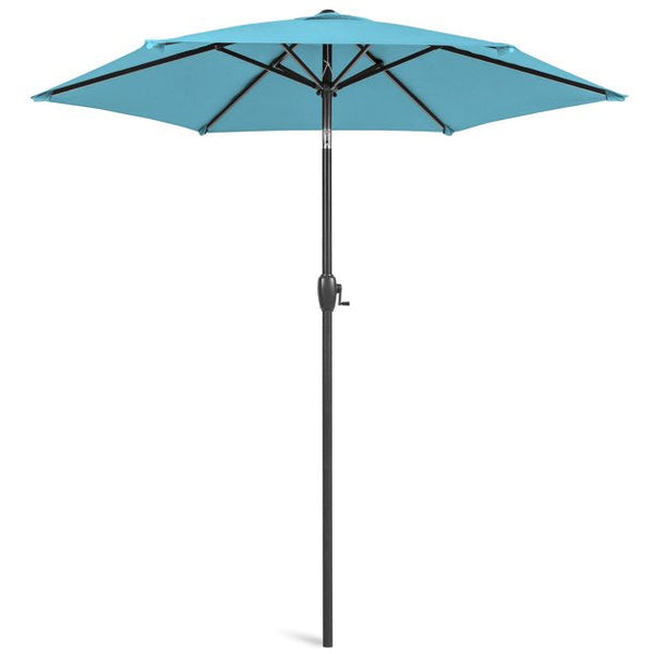 Inolait 7.5ft Heavy-Duty Outdoor Market Patio Umbrella with Push Button Tilt, Easy Crank Lift, Sky Blue