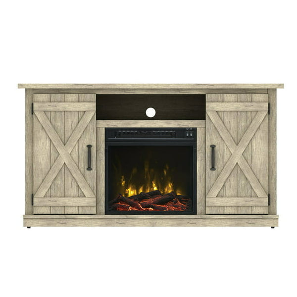 Inolait Barn Door TV Stand for TVs up to 55in with Electric Fireplace