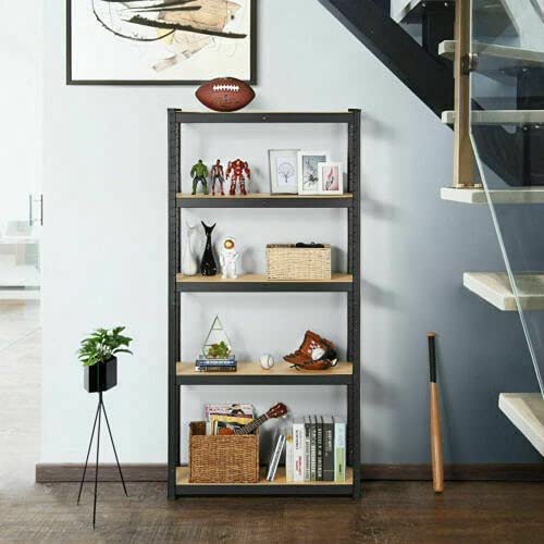 Inolait 70 in x 35 in x 16 in Garage Shelving Unit, 5-Tier Shelves Boltless Adjustable Metal Shelf Racking Shed Storage, Larger Black