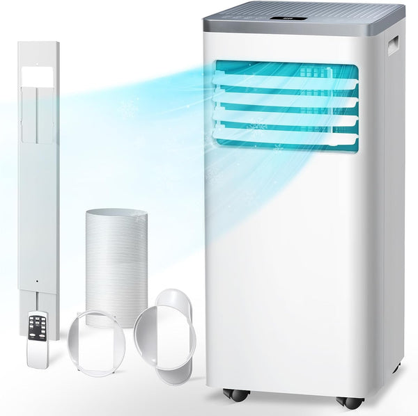 Portable Air Conditioner,8000 BTU Powerful Home AC Unit with Built-in Dehumidifier  Fan Mode,Cools 350 Sq.Ft,Functional Portable AC with Remote Control,24Hrs Timer,Installation Kit, White