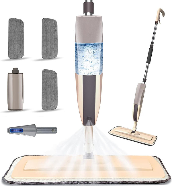 Microfiber Spray Mop for Floor Cleaning, Dry Wet Wood Floor Mop with 3 pcs Washable Pads, Handle Flat Mop with Sprayer for Kitchen Wood Floor Hardwood Laminate Ceramic Tiles Dust