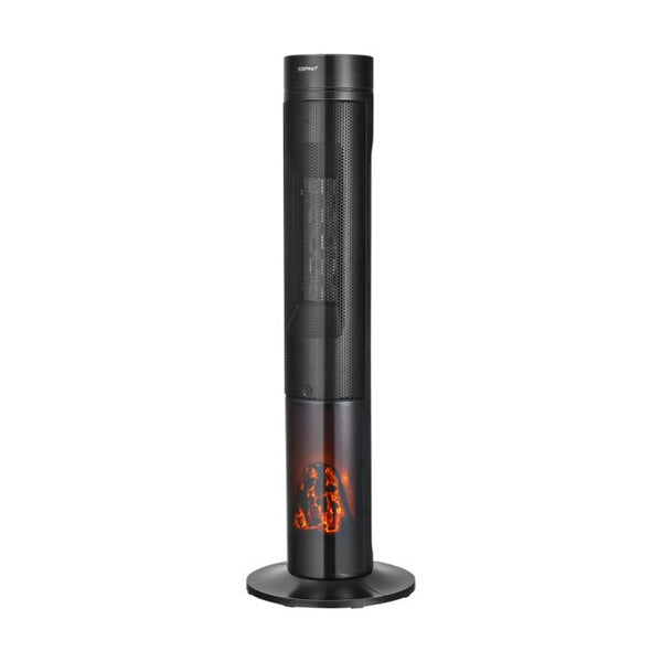 Inolait 1500W Ceramic Tower Space Heater with Remote Control and Realistic 3D Flame