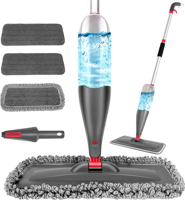 Spray Mop for Floor Cleaning with 3pcs Washable Pads - Wet Dry Microfiber Mop with 800 ml Refillable Bottle for Kitchen Wood Floor Hardwood Laminate Ceramic Tiles Floor Dust Cleaning