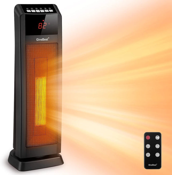 Space Heater for Large Room,Ceramic Tower Heater with Remote Control 1H to 8H Timer ETL Certified Digital Oscillating Heater with Overheat Protection Tip-Over Switch for Indoor Use