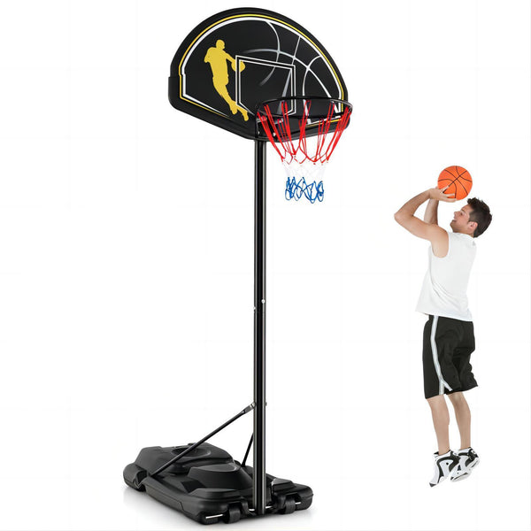 Inolait Portable Height Adjustable 4 -10 FT Basketball Hoop Basketball Stand W/ Wheels Black