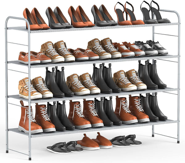 Shoe Rack Organizer Closet£¬4-Tier Long Metal Shoe Storage Capacity for 24-30 Pairs,Black