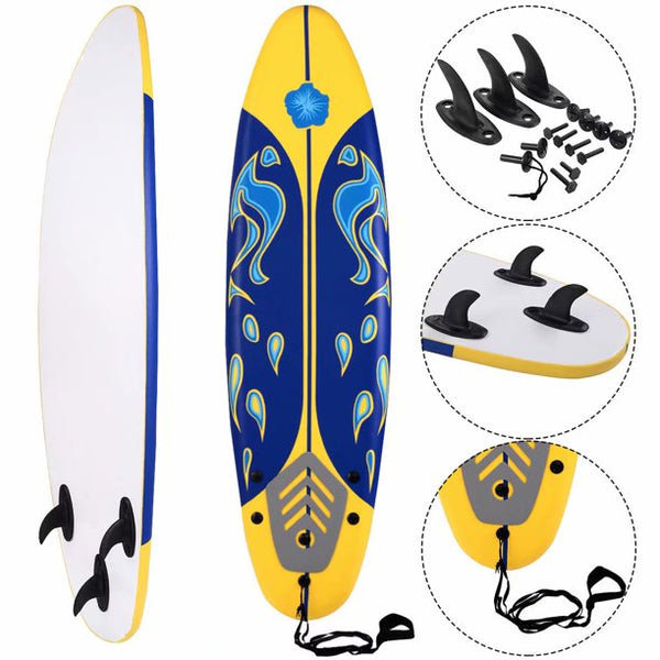 Inolait 6 Ft. Surfboard Surfing Surf Beach Ocean Body Foamier Board with Removable Fins Great Beginner Board for Kids Adults and Children