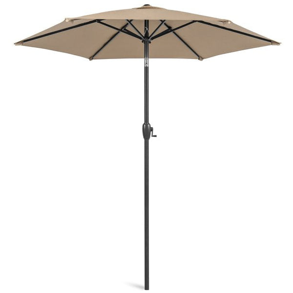 Inolait 7.5ft Heavy-Duty Outdoor Market Patio Umbrella w/ Push Button Tilt, Easy Crank Lift, Tan