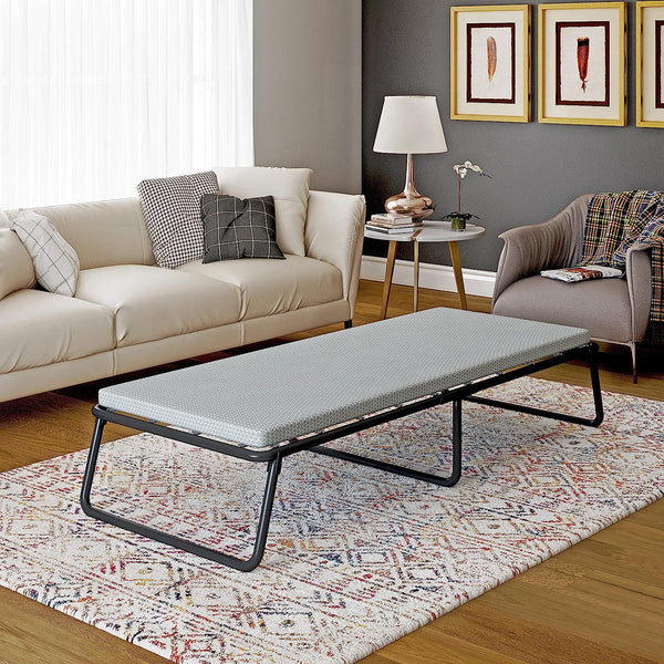 Folding Guest Bed with Springs and Memory Foam Mattress, Single, 22 pounds