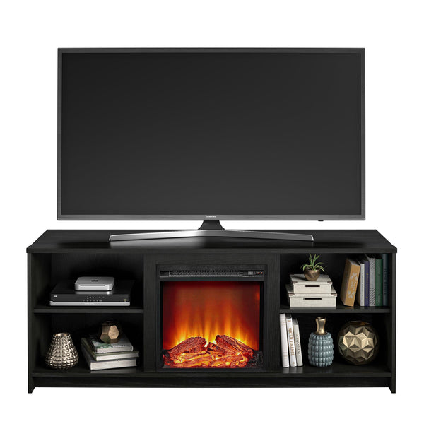 Inolait Fireplace TV Stand for TVs up to 65in, Black Oak