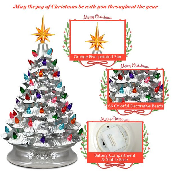 Inolait 15 in Ceramic Tabletop Christmas Tree Silver