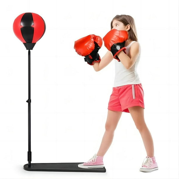 Kids Punching Bag with Adjustable Stand and Boxing Gloves