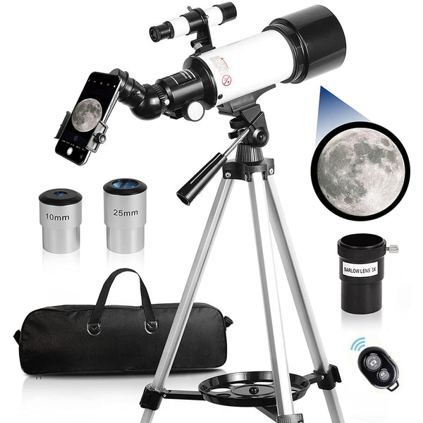 Inolait Telescope for Kids Beginners Adults, 70mm Astronomy Refractor Telescope with Adjustable Tripod - Perfect Telescope Gift for Kids