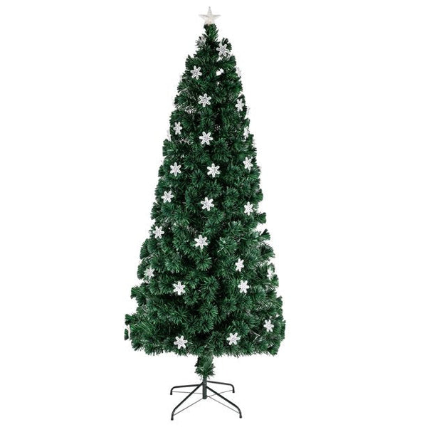 Green Hinged Premium Spruce Easy Assembly Artificial Christmas Tree, with Metal Hinges including Foldable Base 7.5'