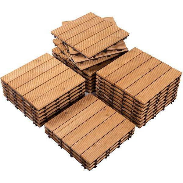 Inolait 12 in x 12 in Interlocking Wooden Floor Tiles, Outdoor and Indoor, 27 pieces, Natural Wood