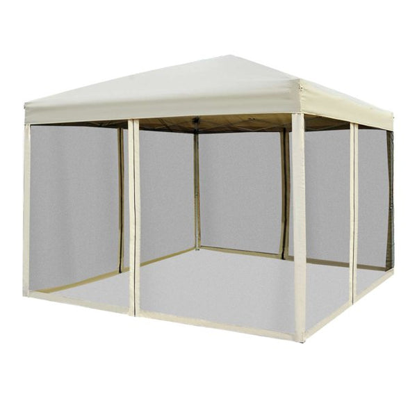 Inolait 10' x 10' Easy Pop Up Canopy Shade Tent with Mesh Sidewalls - Beige