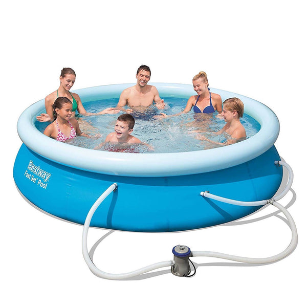 Inolait 10' x 30 in Fast Set Inflatable Above Ground Swimming Pool with Filter Pump, Round