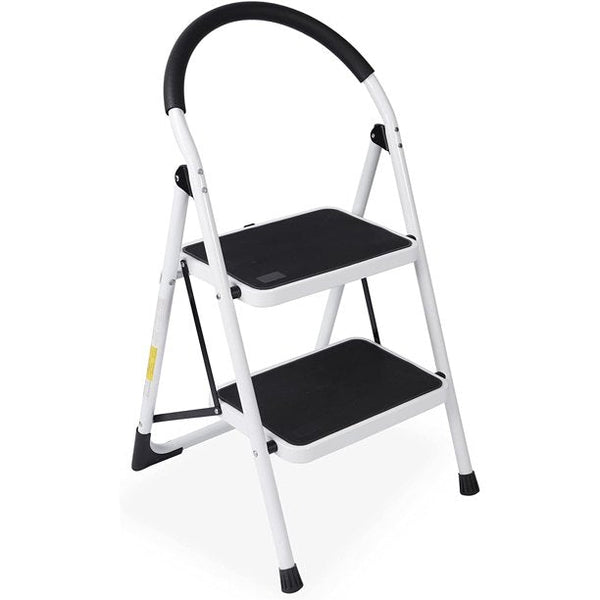 SKONYON 2 Step Ladder Folding Step Stool with Anti-Slip Pedal Steel Ladder for Household, Kitchen and Office